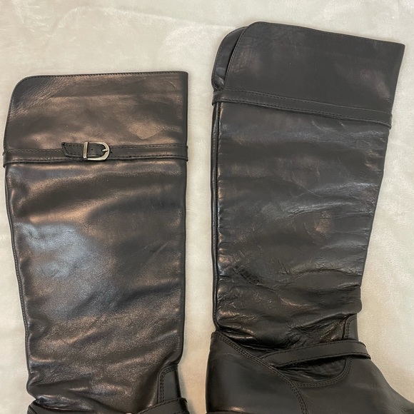 FRYE Shirley Black Tall Buckle Knee High Riding Boots Pull On Leather 6 - Picture 9 of 11